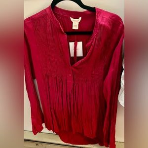 Sundance Coral Pink High Low Tunic Top L NWT